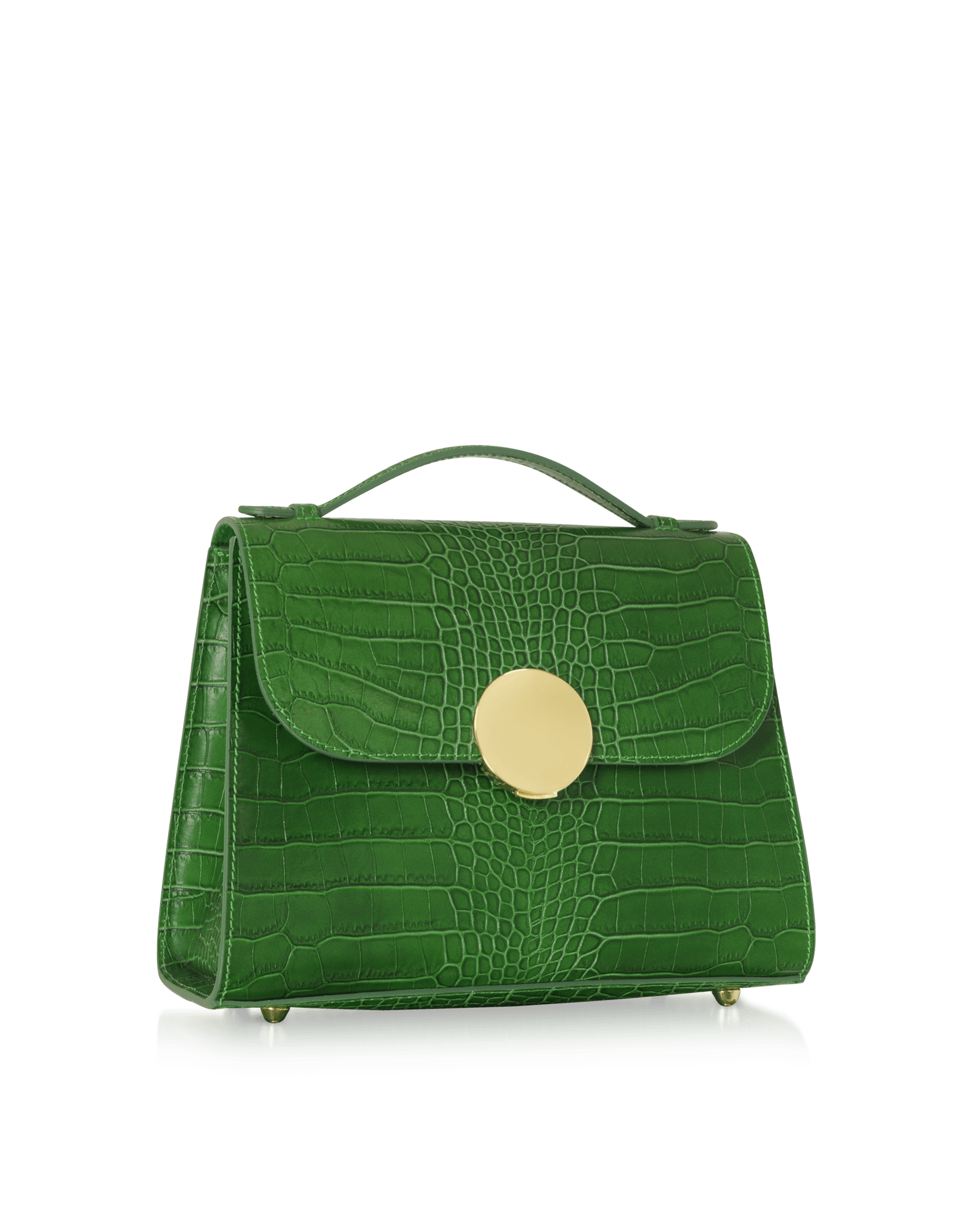 Bombo Croco - Bolso satchel de cuero con estampado croco, con asa superior y correa