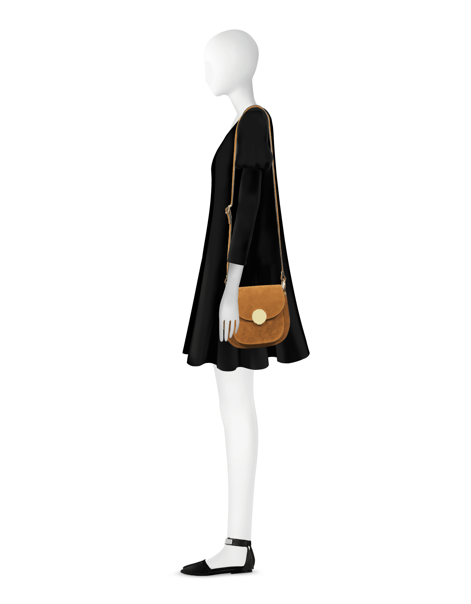 Agave Suede and Smooth Leather Shoulder Bag