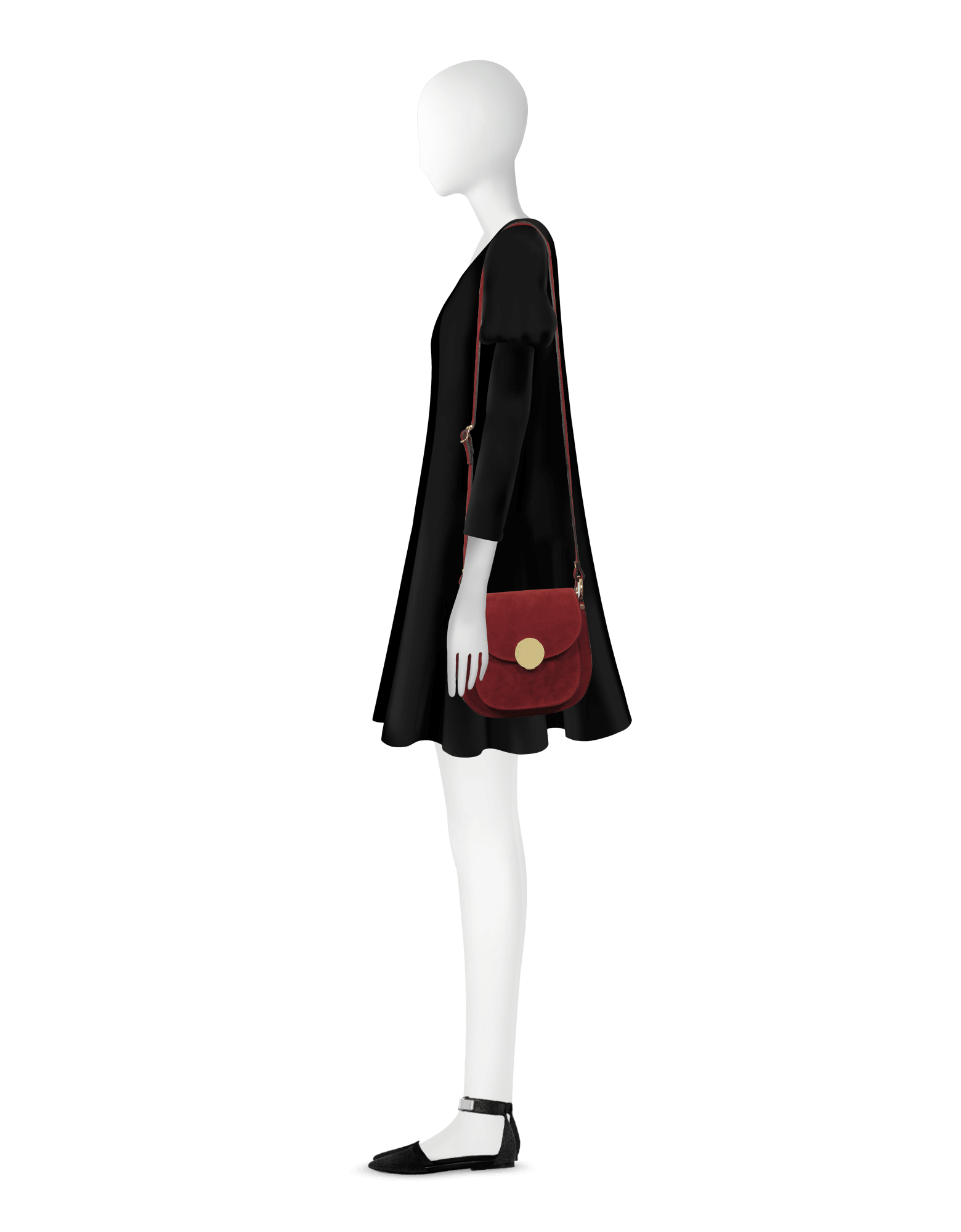 Agave Suede and Smooth Leather Shoulder Bag