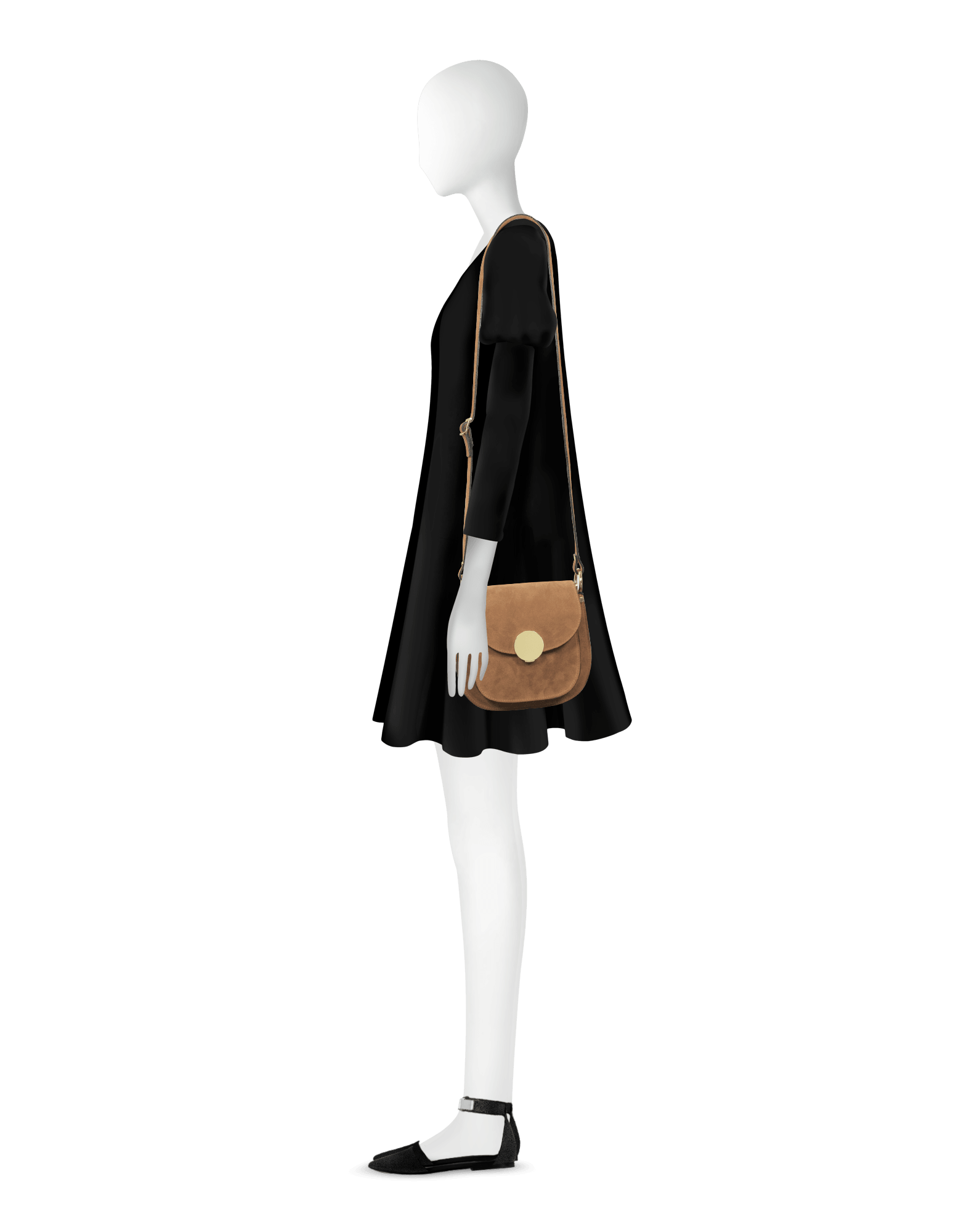 Agave Suede and Smooth Leather Shoulder Bag