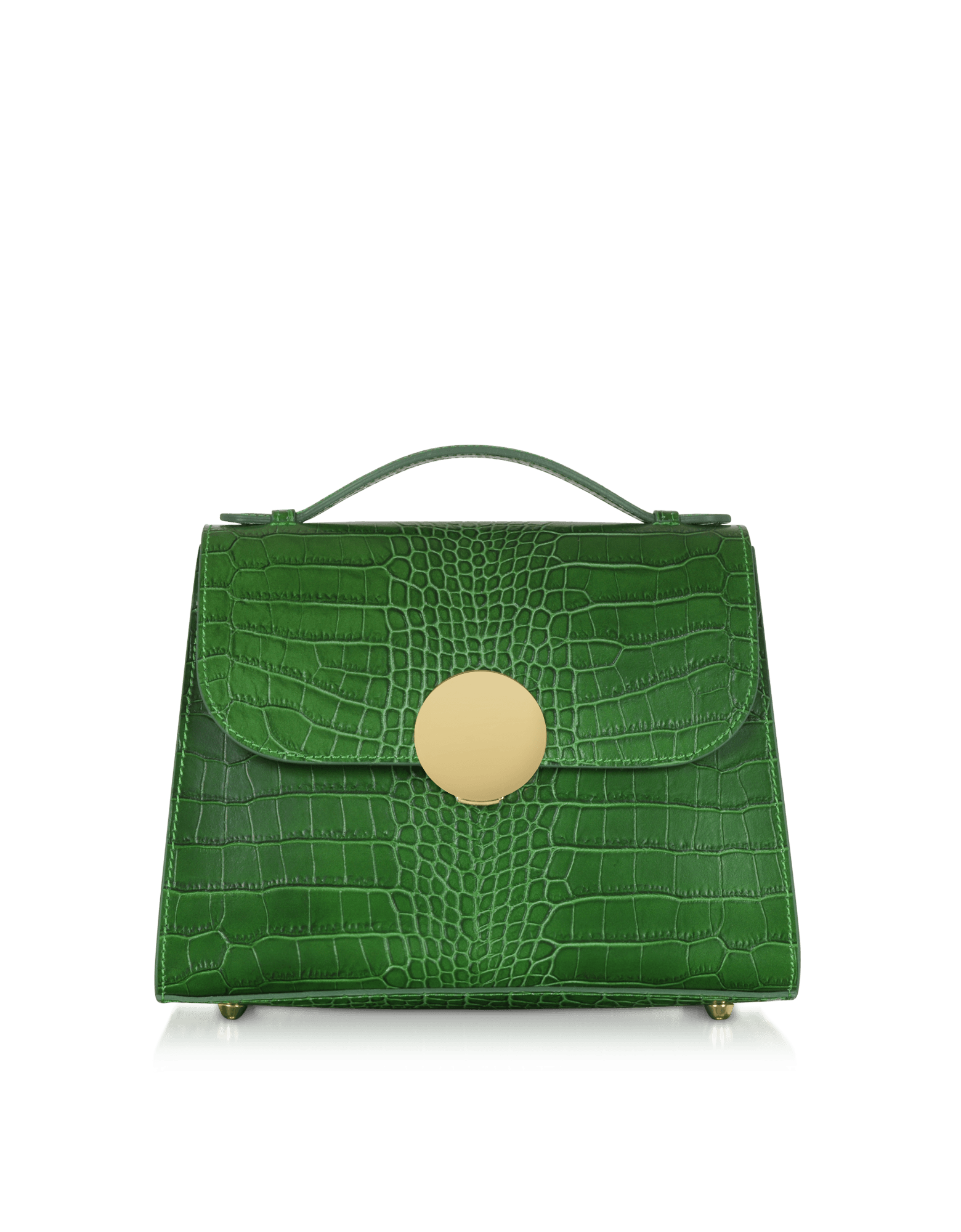 Bombo Croco - Bolso satchel de cuero con estampado croco, con asa superior y correa